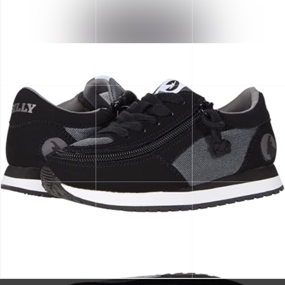 Billy Footwear NEW Jogger Black Gray Athletic Sneaker Zip-Up Shoes, Boys Sz 4